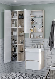 Акватон Шкаф пенал Сканди 40 дуб верона, белый – фотография-3